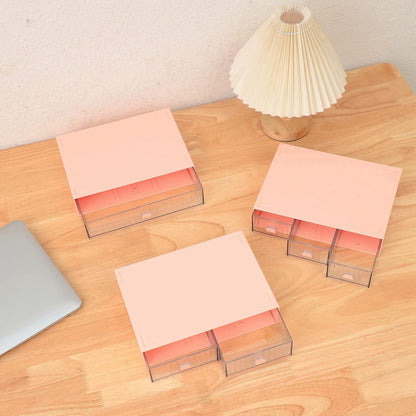 Desk Organizer Stackable Storage with 6 Drawers Stackable Drawers for Desk Storage, Makeup Storage Accessories, Desktop Accessories with Drawers, White