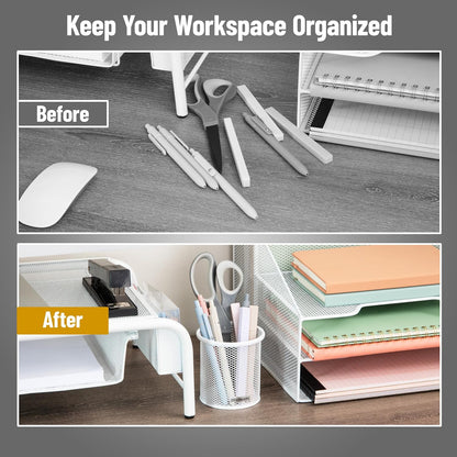 Mind Reader Pen and Accessories Holder, Desktop Organizer, Office, Metal Mesh, 3.5"L x 3.5"W x 3.75"H, Set of 3, Black