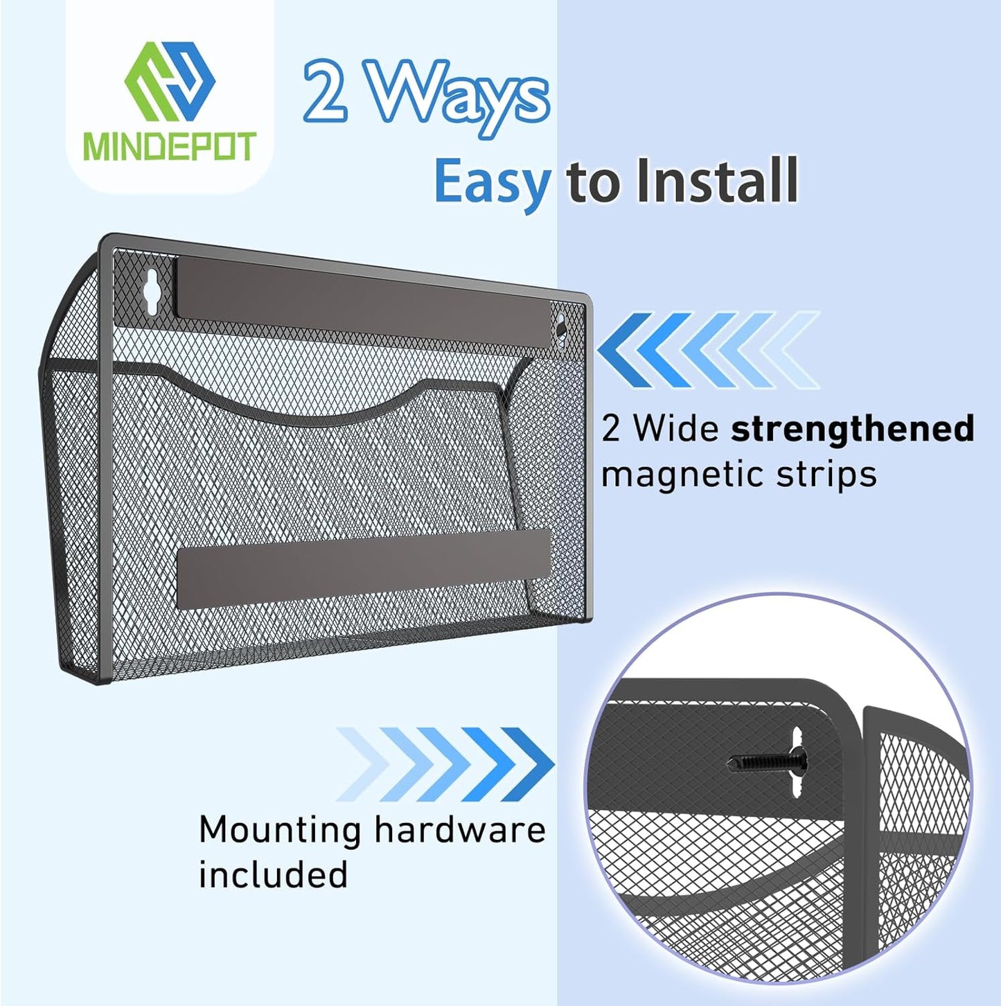 MINDEPOT Wall File Organizer,Hanging Wall Mounted File Folder Binder Holder Mail Organizer for Office,Home and School Supplies