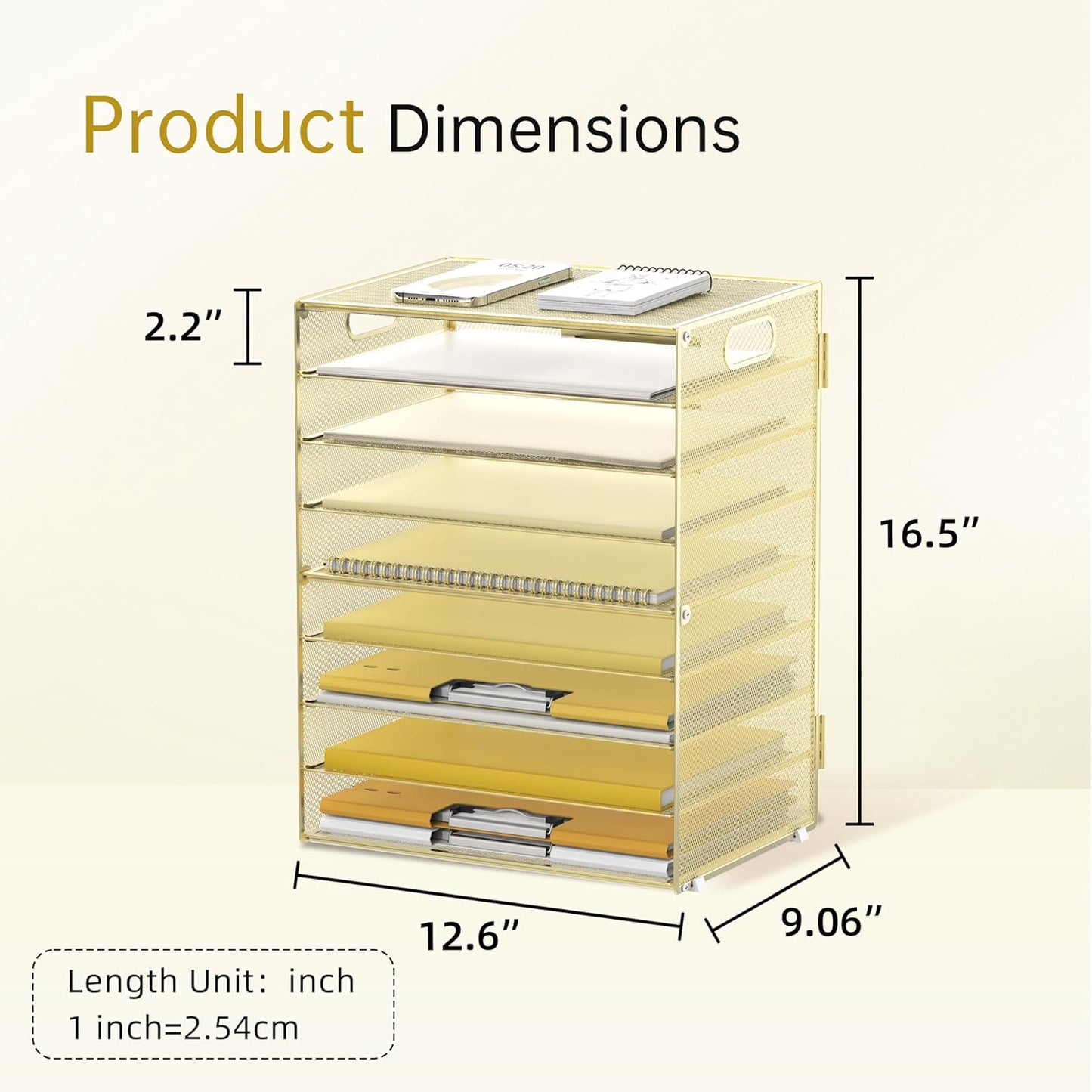 DALTACK 9-Tier Paper Organizer for Desk, Mesh Letter Tray Desk Organizer with Handles, Space-Saving File Organizer for Office Home School Classroom, Black
