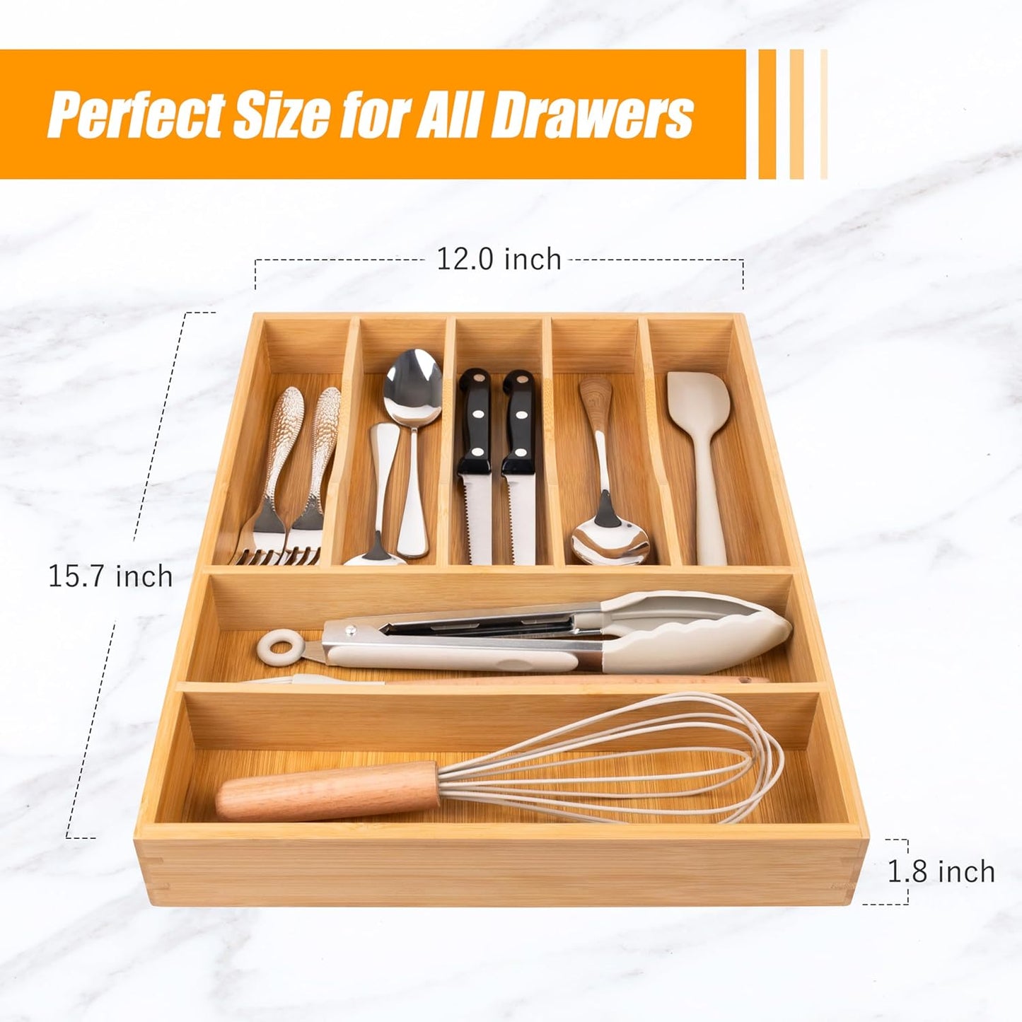 Kitchen Silverware Drawer Organizer and Storage Flatware Cutlery Utensil Holder Spice Rack Containers Bathroom Counter Cabinet Office Desk Makeup Drawer Tray Kitchen and Dining Tools Decor Accessories
