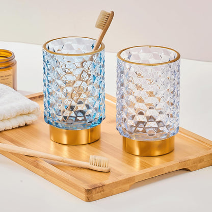 Makeup Brush Holder Organizer,Toothbrush Holders,Desk Pen Pencil Holder,Multifunctional Vintage Glass Brush Cup（A46-6-US）