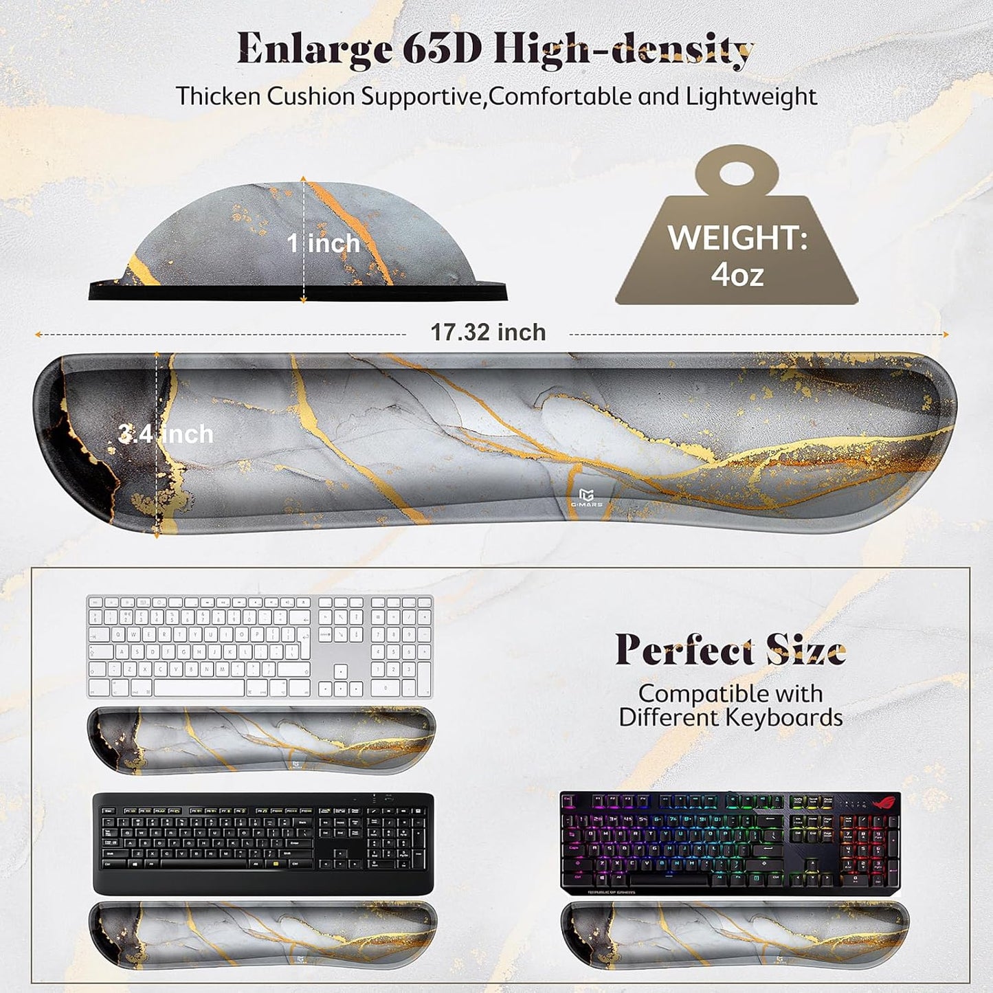 Gimars Upgrade Enlarge Silky and Superfine Fabric Gel Memory Foam Keyboard Wrist Rest Set, Ergonomic Keyboard Mouse Wrist Support for Typing Pain Relief, Comfort for Office, Gaming, Computer