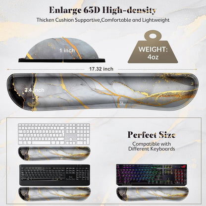 Gimars Upgrade Enlarge Silky and Superfine Fabric Gel Memory Foam Keyboard Wrist Rest Set, Ergonomic Keyboard Mouse Wrist Support for Typing Pain Relief, Comfort for Office, Gaming, Computer