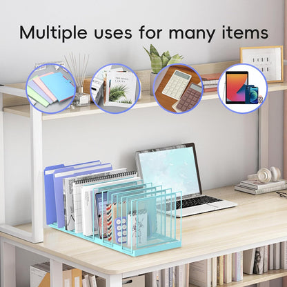 File Organizer for Desk, 5-Section Vertical File Sorter, Paper Holder Organizer Standing Metal File Folder for Office Home Classroom, Black