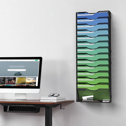 Kuntine.B Wall File Organizer Office Hanging Magazine Holder Wall File Organizer for Office Home (Black, 5 Tier)