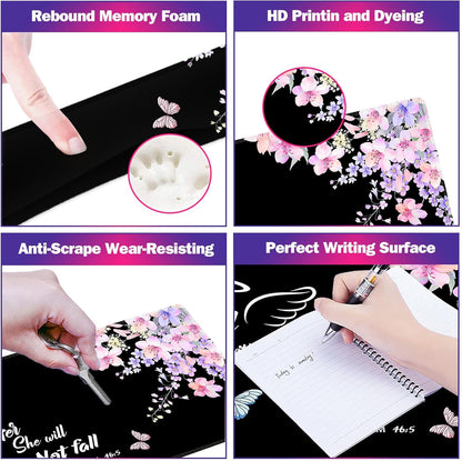 ArtSo Upgraded Wrist Rest Support for Mouse Pad & Keyboard, Ergonomic Gel Mousepad Non-Slip Rubber Base Home,Office Pain Relief, Easy Typing Cushion Neoprene, Soft Memory Foam, Purple Heart Butterfly