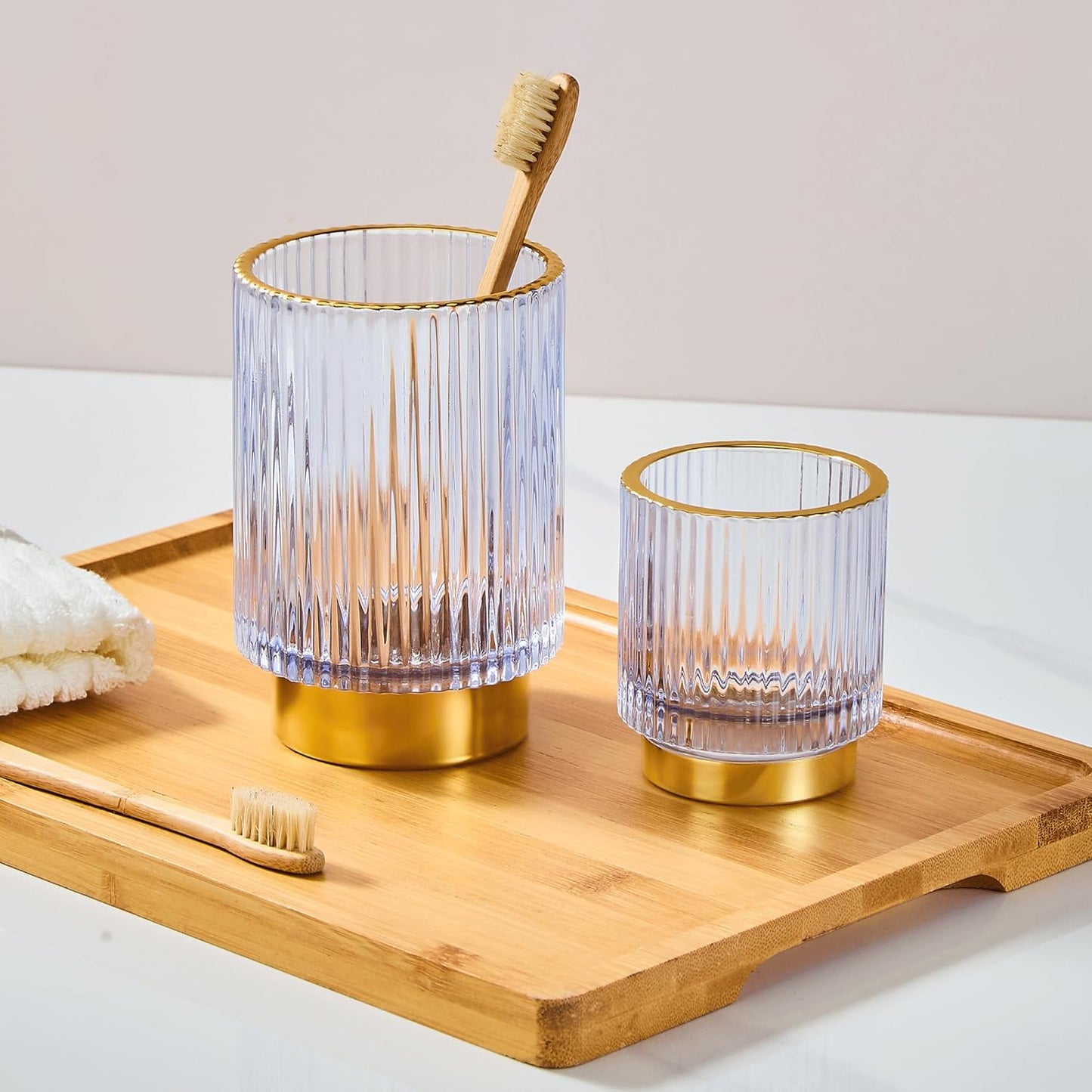 Makeup Brush Holder Organizer,Toothbrush Holders,Desk Pen Pencil Holder,Multifunctional Vintage Glass Brush Cup（L/Green/A3-6-US）