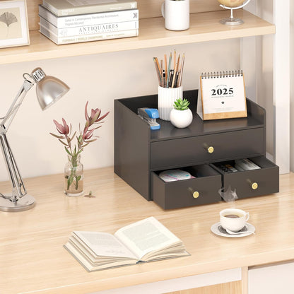 Bamboo Desk Organizer - Stackable, No Assembly Required, Ideal for Office/Home Use - Perfect for Toiletries, Stationery, Accessories. (White, Fence three Desk Organizer)
