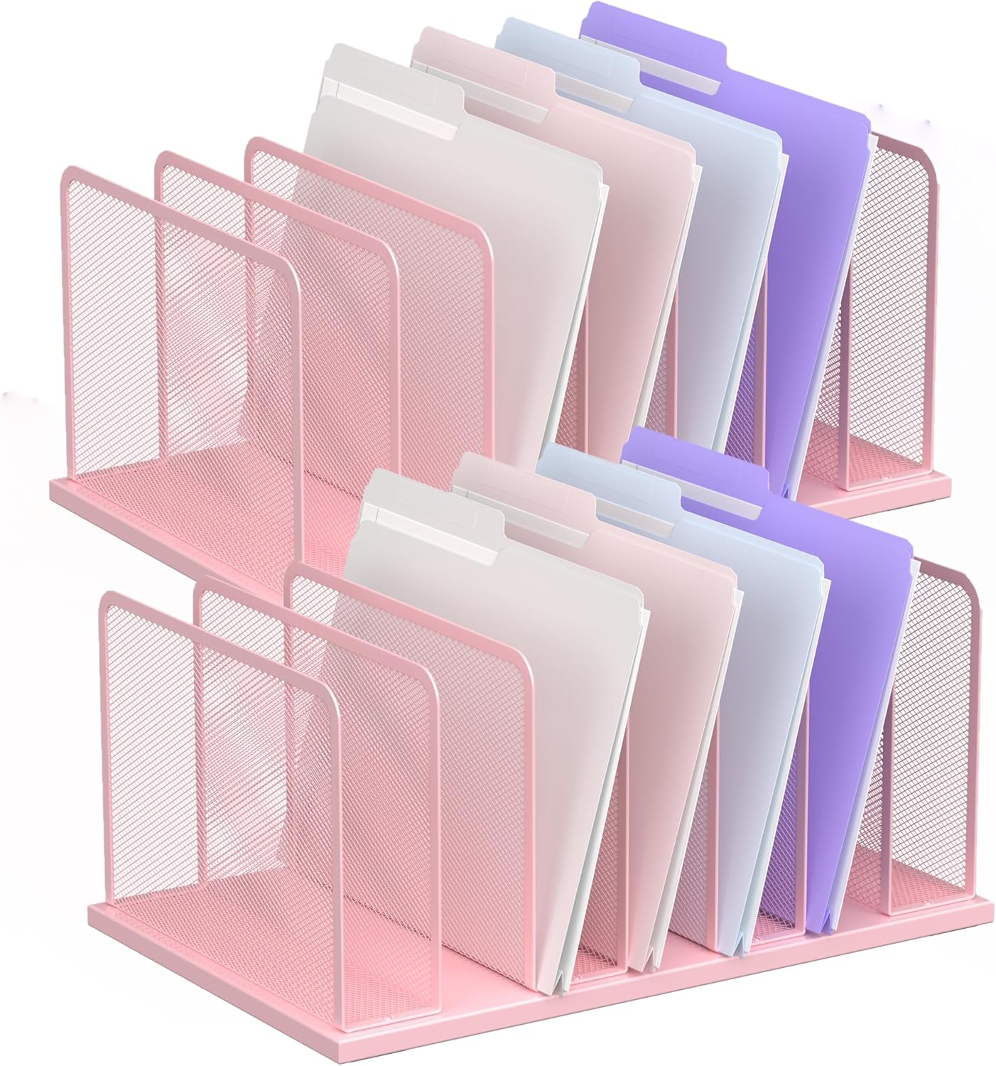 Kuntine.B Desk File Organizer 5 Sections Upright Mesh Desktop Organizer File Sorter Office Organization File Holder for Home, Office & Classroom