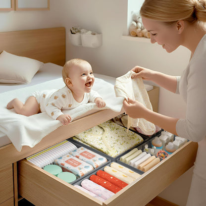 DIMJ Drawer Organizer Clothes - 20 Pack Closet Drawer Organizer Bins for Baby Clothes Storage, Fabric Dresser Organizer for Nursery Bedroom, Foldable Small Drawer Dividers for Underwear Socks