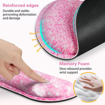 Mouse Pad with Wrist Rest Set, Qomolama 3-in-1 Wrist Support Mouse Pad Set, Floral Gaming Mousepad with Anti-Skid Base,Ergonomic Mouse Pad,Memory Foam Keyboard Gel Wrists Rest