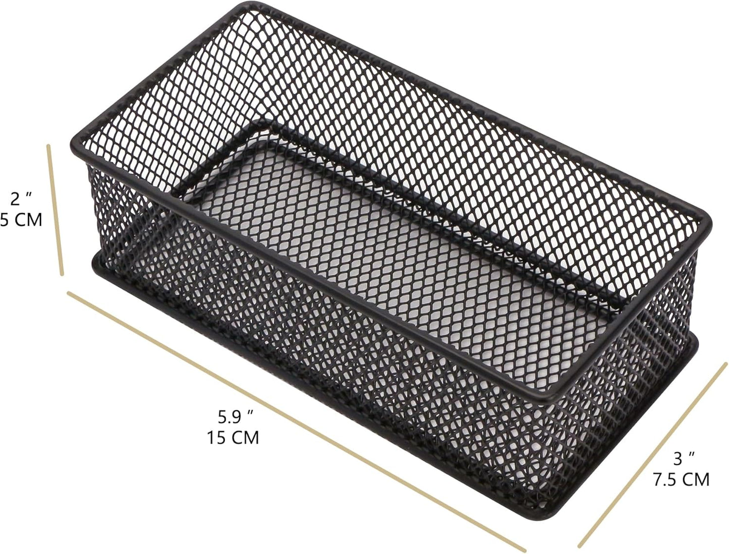 Annova Stackable Mesh Drawer Cabinet and Shelf Organizer Bins Storage Basket School Office Supply Holder Tray- Set of 2 (Gold, 3x3x2 Inch)
