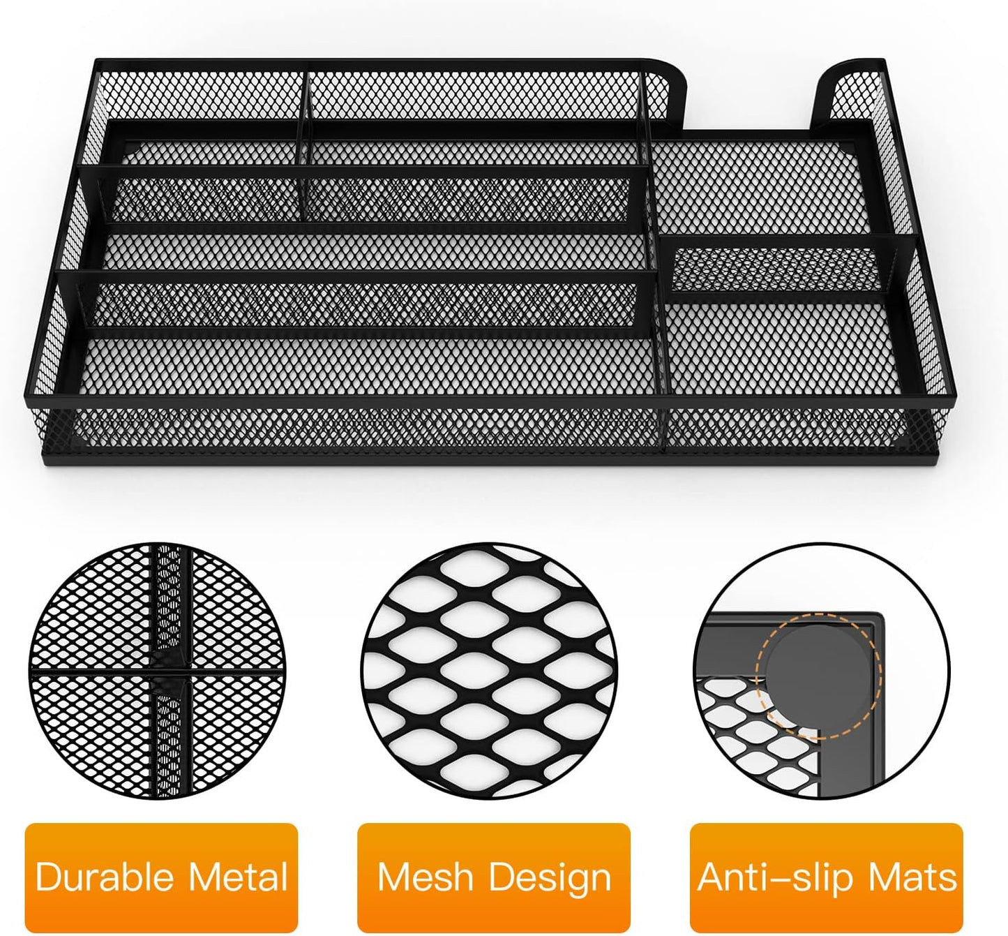 Desk Drawer Organizer Set, 3 Pcs Metal Mesh Office Drawer Organizers, Paper Organizer Letter Tray for Desk, Junk Drawer Organizer for Office, Kitchen, Makeup, Vanity