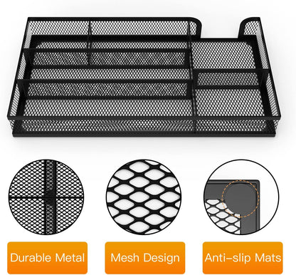 Desk Drawer Organizer Set, 3 Pcs Metal Mesh Office Drawer Organizers, Paper Organizer Letter Tray for Desk, Junk Drawer Organizer for Office, Kitchen, Makeup, Vanity