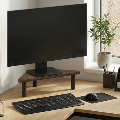 Furinno Turn-N-Tube Corner Monitor Riser Stand with Stainless Steel Tubes, Americano