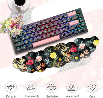 JIKIOU Upgrade Leather Cloud Keyboard Wrist Rest, Cloud Wrist Rest with Non-Slip PU Base, Comfortable Memory Foam Wrist Rest for Computer Laptop Mac Gaming Office and Pain Relief Christmas Wish Gift