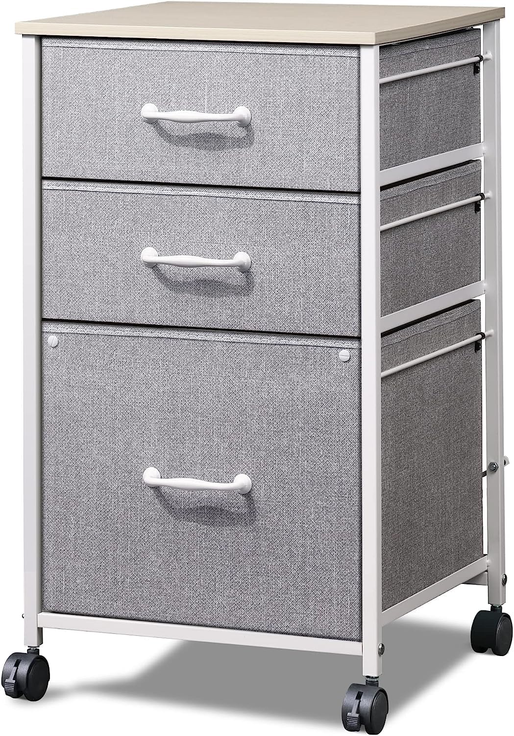 DEVAISE Mobile File Cabinet, Rolling Printer Stand with 3 Drawers, Fabric Vertical Filing Cabinet fits A4 or Letter Size for Home Office, Black