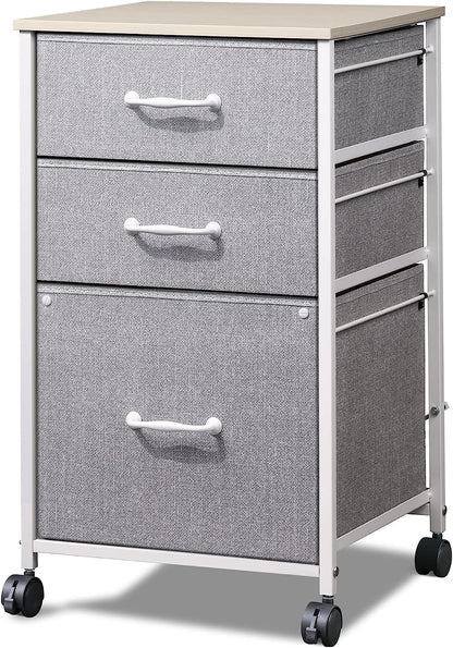 DEVAISE Mobile File Cabinet, Rolling Printer Stand with 3 Drawers, Fabric Vertical Filing Cabinet fits A4 or Letter Size for Home Office, Black