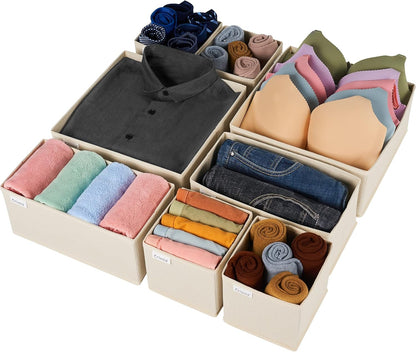 Criusia Drawer Organizer Clothes, 8 Pack Underwear Organizer, Foldable Closet Organizers and Storage Dresser Dividers for Clothes, Socks, Scarves, Ties (Gray)
