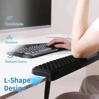 MEKASS L-Shaped Desk Elbow Pad for Desk, Memory Foam Elbow Support Padding with Non-Slip, 2-Piece Ergonomic Desk Edge Cushion, Wrist Comfort Support for Office Home (Diamond Black)