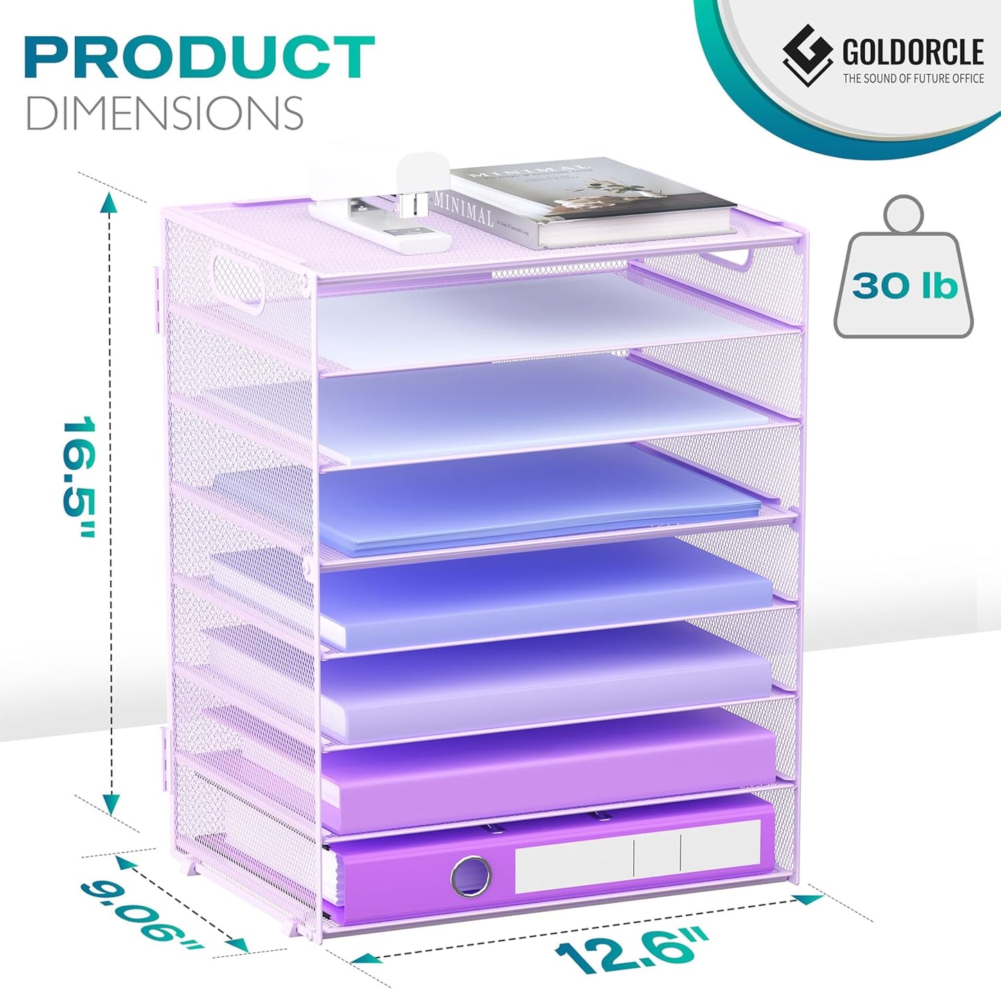 8 Tier Paper Letter Tray Organizer with Handles, Mesh Desk File Holder Storage Organization for Home School Classroom & Office (Black)