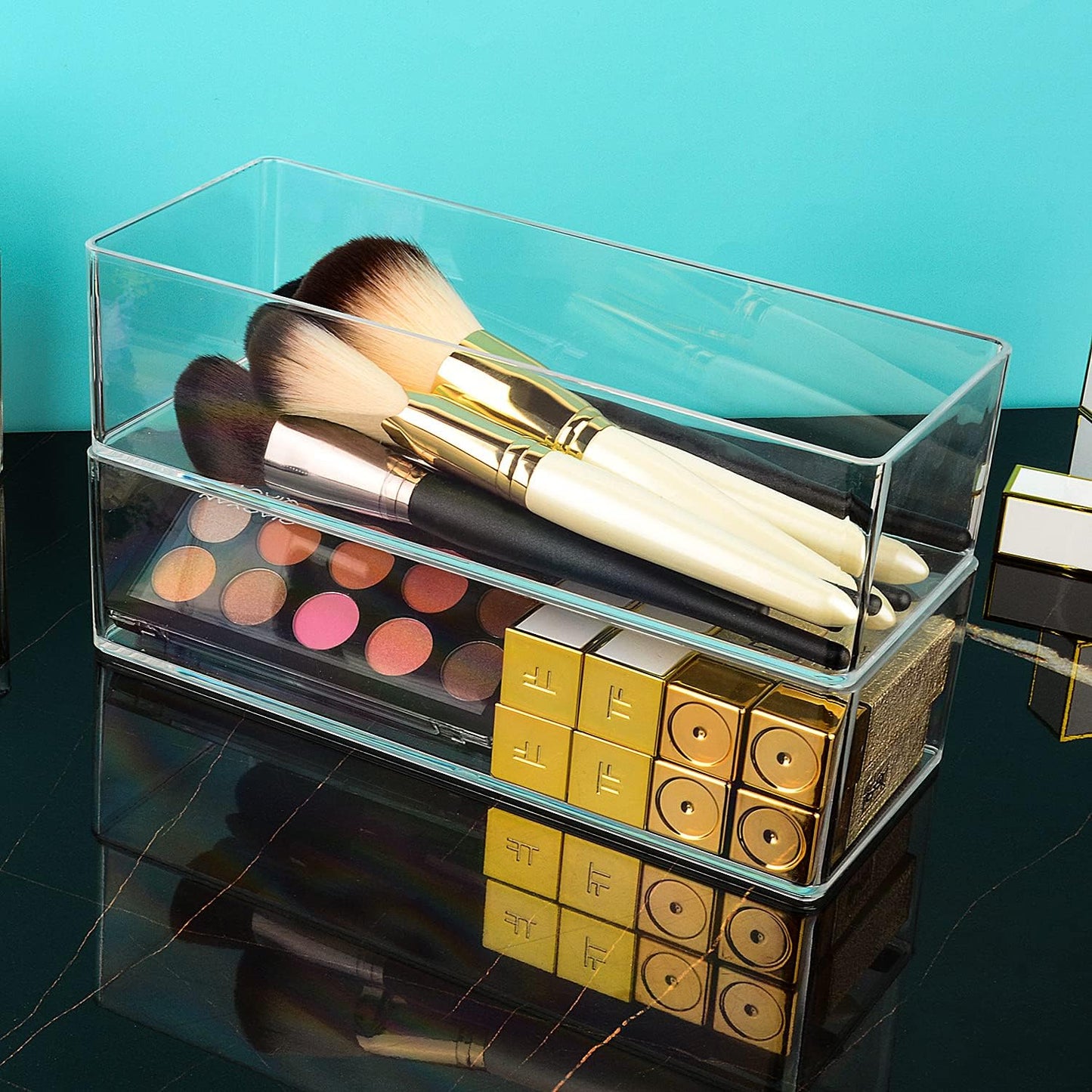 JessLab Acrylic Organizers, Bathroom Organizer for Drawer, Cosmetic Display Cases for Vanity, Countertop, Desk, Kitchen, and Makeup Storage, 1-Section