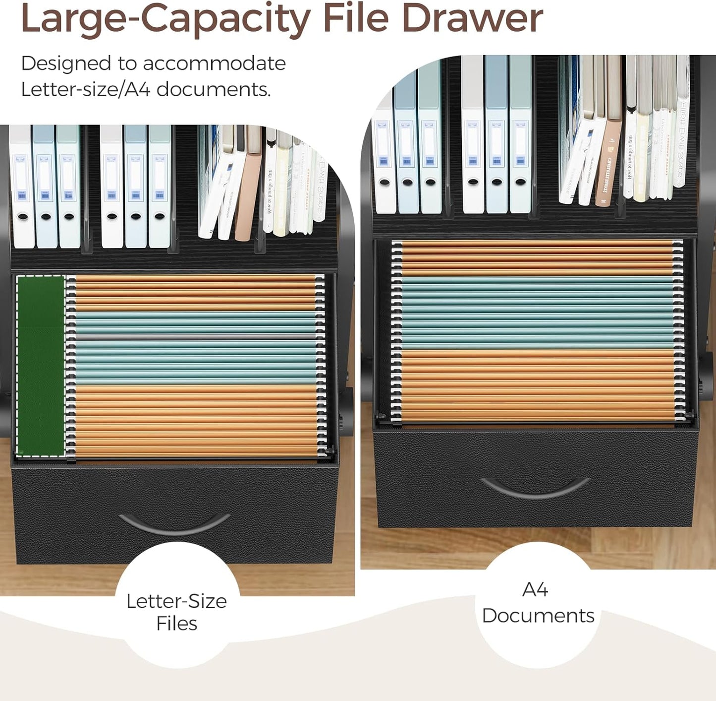 MAHANCRIS Small File Cabinet, Rolling Filing Cabinet for Under Desk with Divider, Single Non-Woven Fabric Drawer File Organizer for A4/Letter Size Documents, Under Desk Storage, Rustic Brown FCHR3001