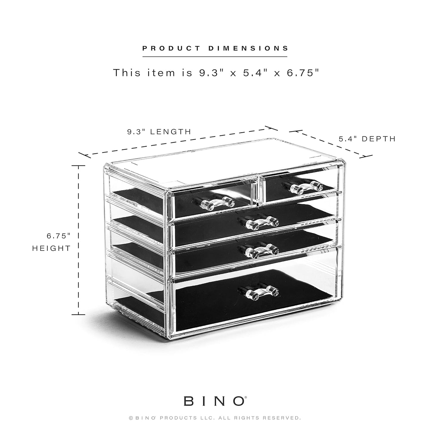 BINO THE MANHATTAN SERIES Acrylic Makeup Drawer Organizer- 3 Drawer Small | Clear Beauty Organizers and Storage| Cosmetic & Makeup Drawer| Home Organization| Jewelry & Vanity Accessories Drawer