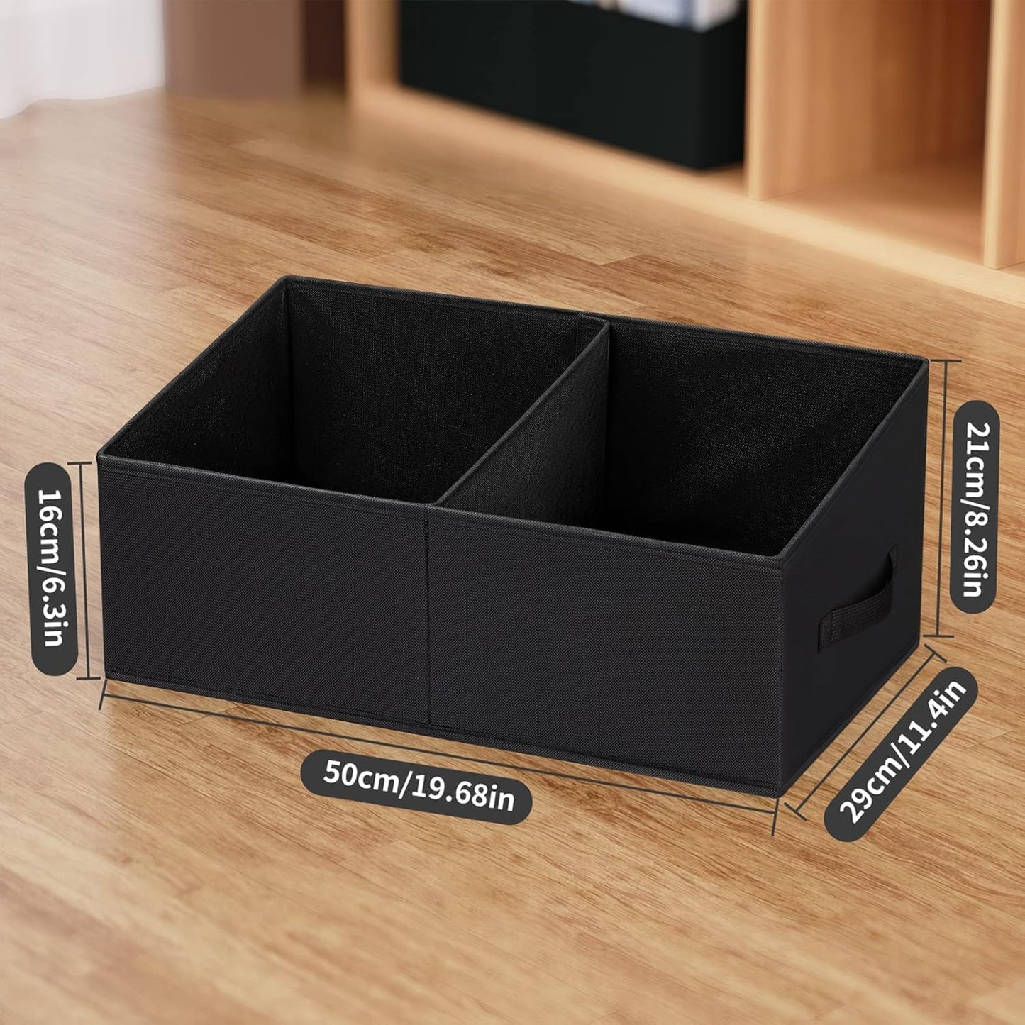 DIMJ Closet Storage Bins, 6 Pack Storage Baskets for Shelves, Foldable Closet Organizer with Handle, Linen Closet Organizers and Storage for Clothes, Toys, Towel, Books (Black)