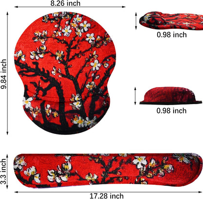ArtSo Upgraded Wrist Rest Support for Mouse Pad & Keyboard, Ergonomic Gel Mousepad Non-Slip Rubber Base Home,Office Pain Relief, Easy Typing Cushion Neoprene, Soft Memory Foam, Purple Heart Butterfly