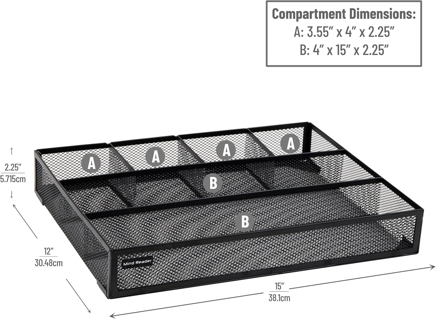 Mind Reader Expandable Mesh Desk Drawer Organizer, Adjustable from 9.25" to 17.125", Office Supply Storage Tray, Makeup Organizer, Black