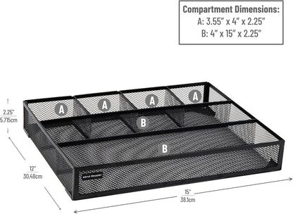 Mind Reader Expandable Mesh Desk Drawer Organizer, Adjustable from 9.25" to 17.125", Office Supply Storage Tray, Makeup Organizer, Black