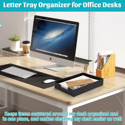 Letter-Size Tray Desk Letter Tray Paper Tray, Sturdy Heavy-Duty Plastic Printer Paper Tray, Single-Tier Stackable File Storage Organizer for Office Home (Clear)