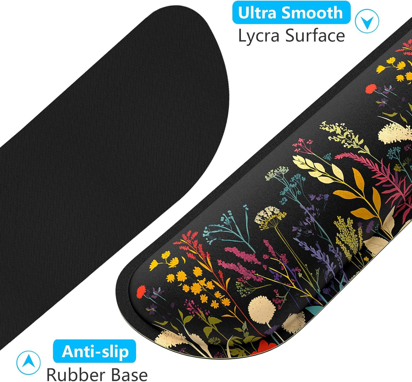 Dapesuom Enlarge Keyboard Wrist Rest, Memory Foam Wrist Cushion for Desk Mats Support, Cute Pain Relief Keyboard Mouse Pad Rests Set with Non-Slip Base for Gaming Laptop Office Computer, Green Leaf