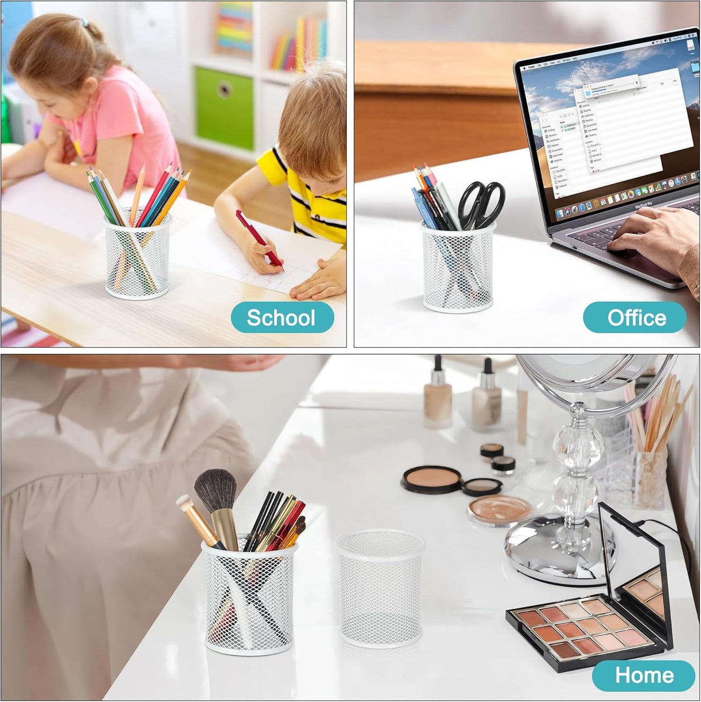 EasyPAG Pencil Holder for Desk, 2 Pack Metal Pen Organizer, Mesh Pencil Cup Organizer for Home, Office, Classroom, School, Black