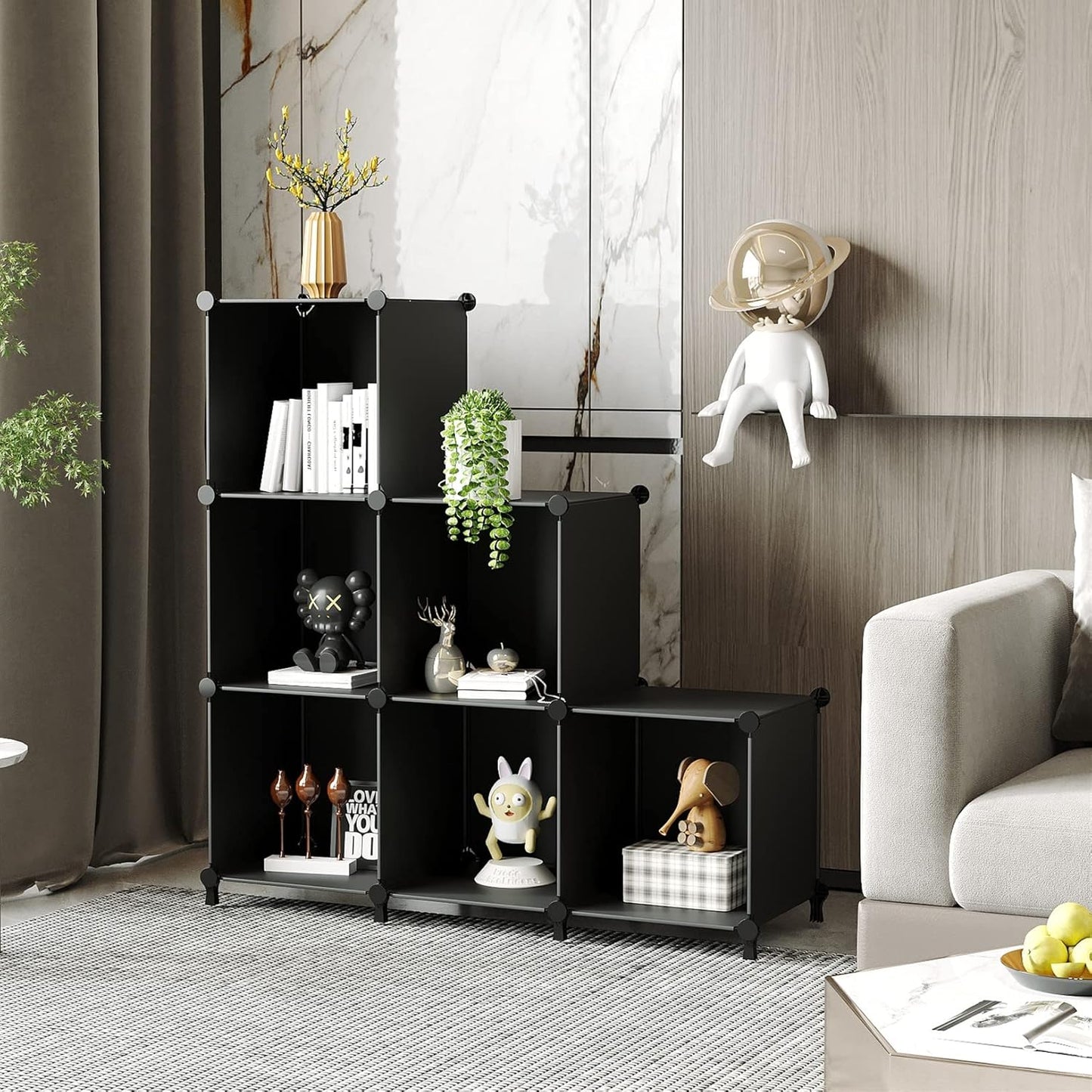 AWTATOS Cube Storage Organizer, Storage Cubes Shelves Bookshelf, 6 Cube Closet Organizers and Storage, DIY Stackable Plastic Clothes Organizer Shelving for Bedroom, Home, White