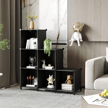 AWTATOS Cube Storage Organizer, Storage Cubes Shelves Bookshelf, 6 Cube Closet Organizers and Storage, DIY Stackable Plastic Clothes Organizer Shelving for Bedroom, Home, White