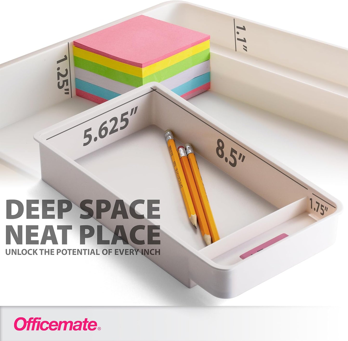 Officemate Large Self-Adhesive Under Desk Drawer, White, 12.5" x 10.75" x 1.875" (22556)