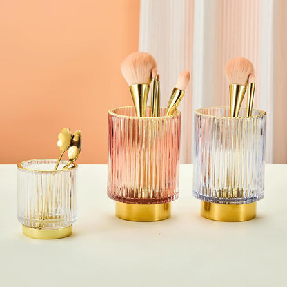 Makeup Brush Holder Organizer,Toothbrush Holders,Desk Pen Pencil Holder,Multifunctional Vintage Glass Brush Cup（L/Green/A3-6-US）