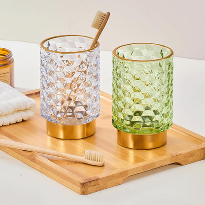 Makeup Brush Holder Organizer,Toothbrush Holders,Desk Pen Pencil Holder,Multifunctional Vintage Glass Brush Cup（A46-6-US）