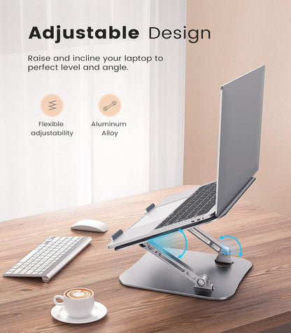 JOIOT Laptop Stand, Adjustable Laptop Stand for Desk, Aluminum Computer Stand Portable Laptop Riser, Foldable Laptop Holder for Mac HP ASUS Acer Surface ThinkPad Dell Lenovo