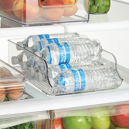 iDesign Plastic Water Bottle Organizer for Fridge, Bottle Holder for Kitchen and Pantry, Clear, 2-Pack