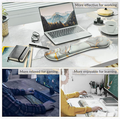 Gimars Upgrade Enlarge Silky and Superfine Fabric Gel Memory Foam Keyboard Wrist Rest Set, Ergonomic Keyboard Mouse Wrist Support for Typing Pain Relief, Comfort for Office, Gaming, Computer