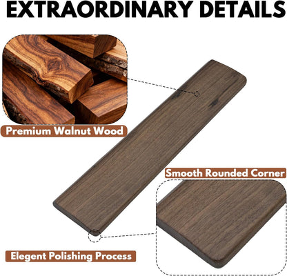 Walnut Wooden Wrist Rest Pad for 75% 80% TKL Keyboard, Ergonomic Solid Wood Hand Rest with Non-Slip Base, Stain Resistant Palm Support for Typing & Gaming (14.2“ L)
