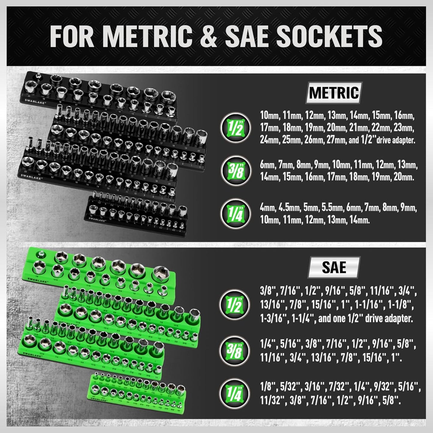 Magnetic Socket Organizer Set, 6PCS Socket Holder, 1/4", 3/8", 1/2" Sockets Holds 143 Pieces Magnetic Sockets Trays (Blue&red, 6 Pcs)