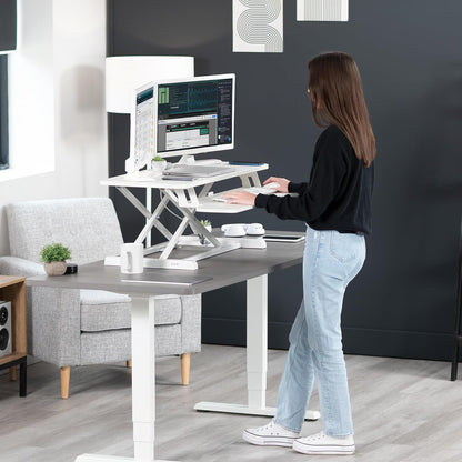 VIVO 26 inch Desk Converter, K Series, Height Adjustable Sit to Stand Riser, Dual Monitor and Laptop Workstation with Keyboard Tray, Black, DESK-V026KB