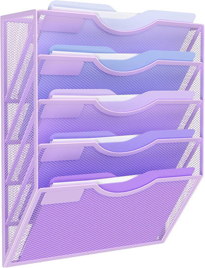 Kuntine.B Wall File Organizer Office Hanging Magazine Holder Wall File Organizer for Office Home (Black, 5 Tier)