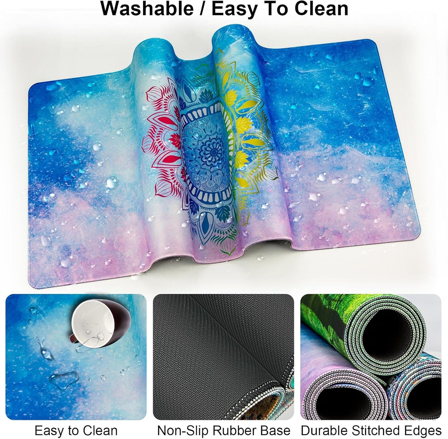 Keyboard Wrist Rest + Mouse Pad with Wrist Support + Desk Mat + Coaster 4 in 1 Set, XXL Large Gaming Mousepad Cute Ergonomic Mouse Pads for Desk Computer Laptop Office Decor-Beach