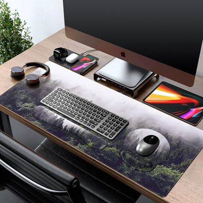 iCasso Desk Mat, Gaming Mouse Pad Wrist Support Set,4in1 XXL Large Mousepad + Keyboard Wrist Rest+Mouse Wrist Rest+Coaster Set with Ergonomic Design for Home Office Table Computer-Penoy